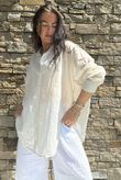 Shayle Indian Cotton Boyfriend Beach Shirt Stone